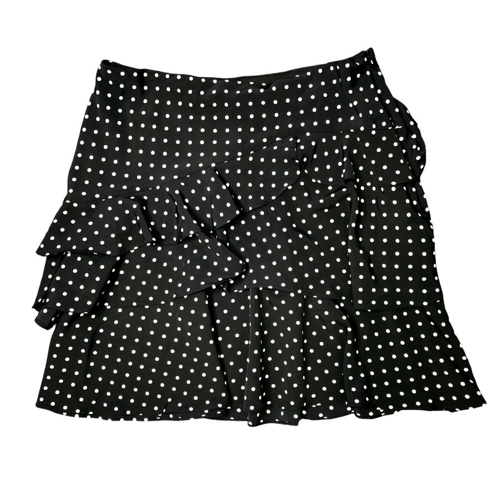 NWT Ralph Lauren polka dot ruffle skirt black white chiffon 10P